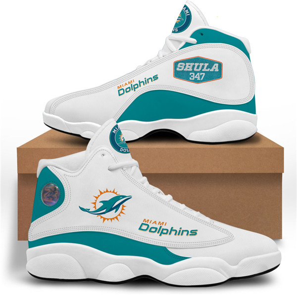 Men's Miami Dolphins AJ13 Series High Top Leather Sneakers 001
